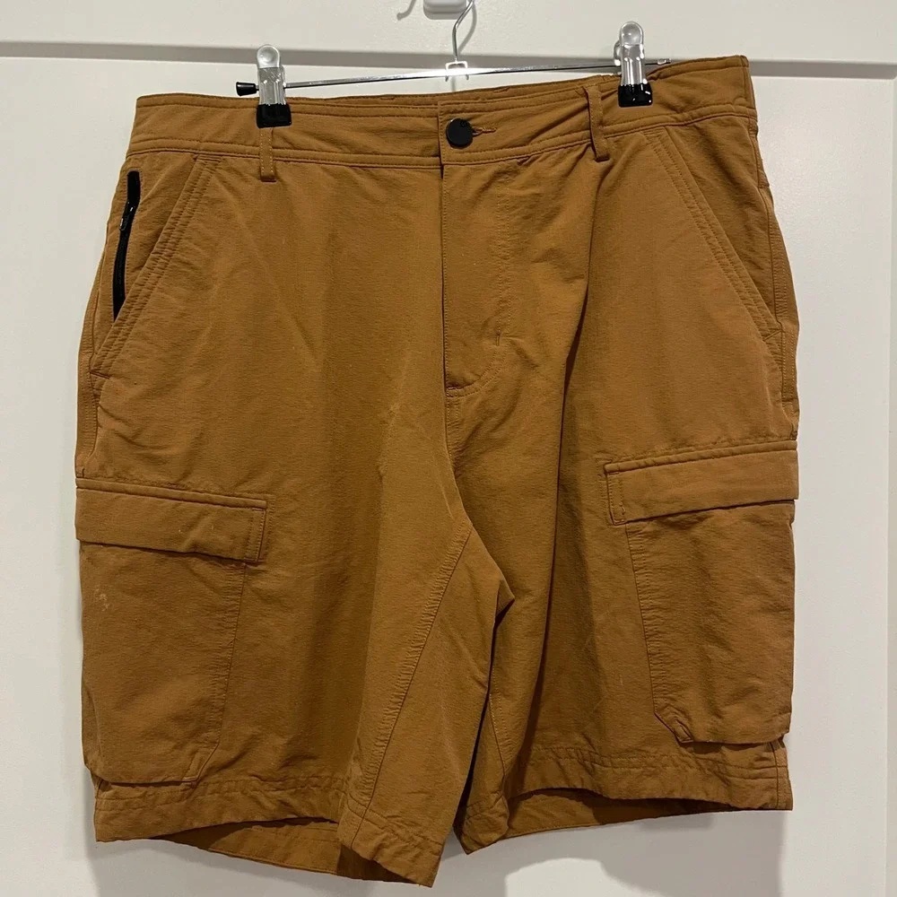 01.ALGO Performance Cargo Shorts Mens 32 Brown Cordura Nylon Stretch Hiking 4195